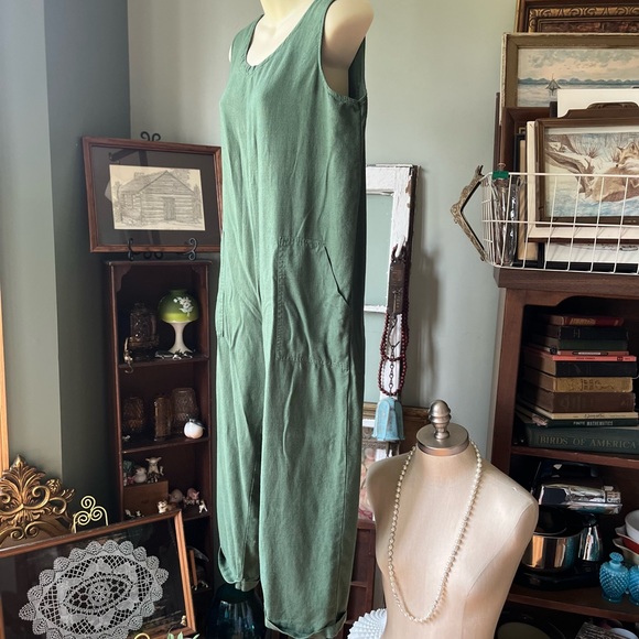 LA LIDA OLIVE GREEN XL JUMPER ZIPPER BACK POCKETS ONE PIECE JUMPER NWT - Picture 2 of 12